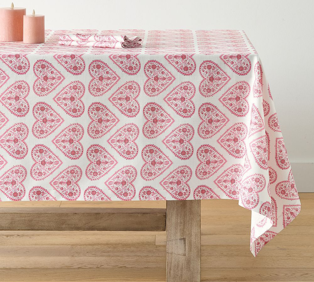 Heart Block Print Organic Cotton Tablecloth | Pottery Barn (US)