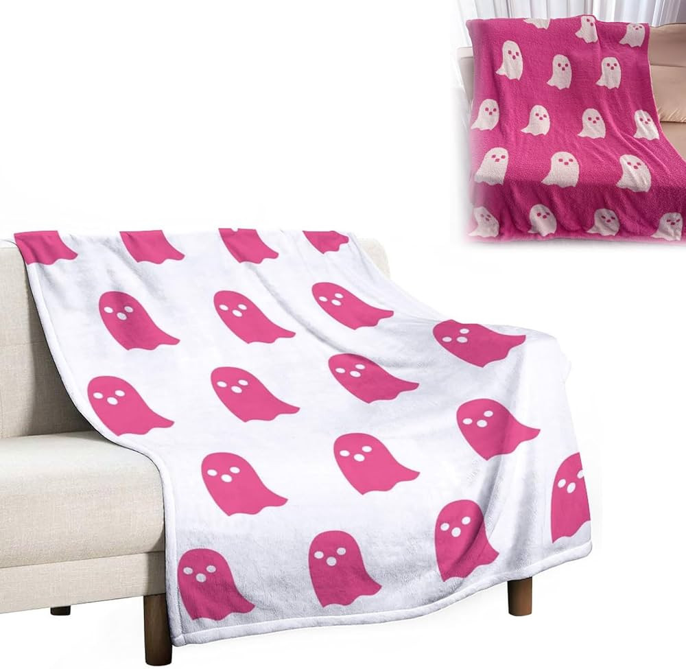 Halloween Pink Ghost Blanket, Pink And White Ghost Blanket, Pink Ghost Blanket And Pillow, 2023 H... | Amazon (US)