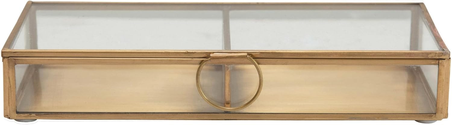 Amazon.com: Creative Co-Op Brass and Glass Display Box with Two Compartments, Clear : Home & Kitc... | Amazon (US)
