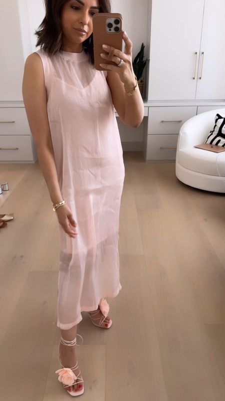Wearing an xs in sheer dress and my true size in heels from @Walmartfashion. This could be dressed up for a guest of wedding or worn more casually! Easy option for baby showers and bridal showers! Love the shade of pink also 
#walmartfashion
#walmartpartner

#LTKstyletip #LTKSeasonal #LTKfindsunder50