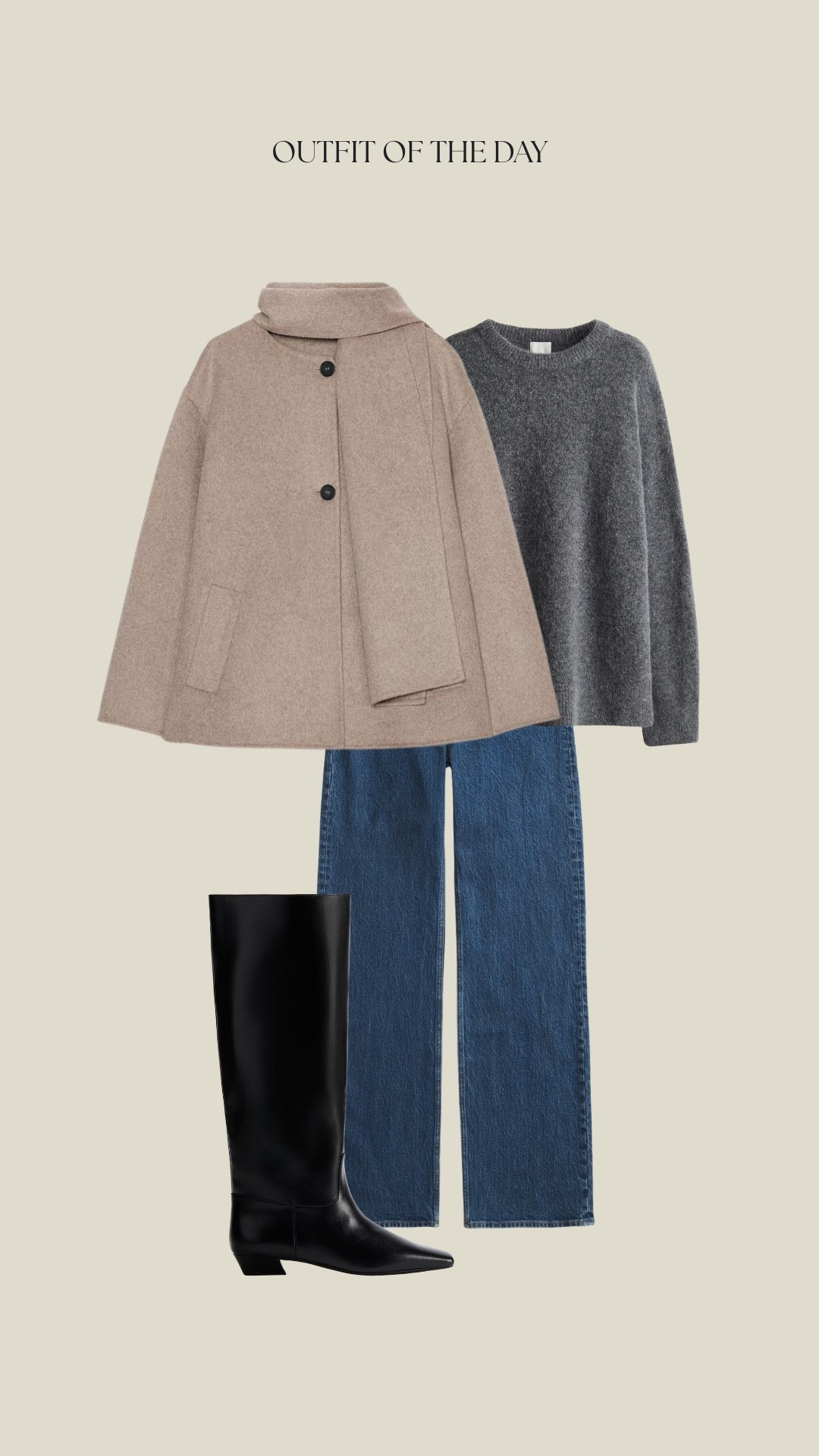 Winter outfit of the day 
Zara jacket size 10 
Abercrombie jeans size 28 
H&M grey jumper M
H&M boots 