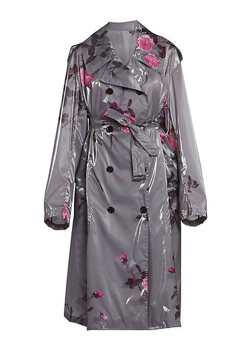 Dries Van Noten Women's Floral Trench Rain Coat - Grey - Size Small | Saks Fifth Avenue
