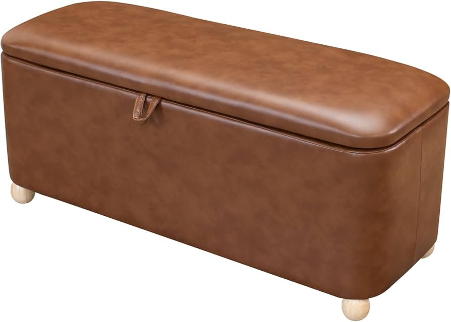 Homebeez 40 inch Storage Ottoman Bench, Faux Leather Upholstered Foot Rest Stool for Bedroom, End... | Amazon (US)