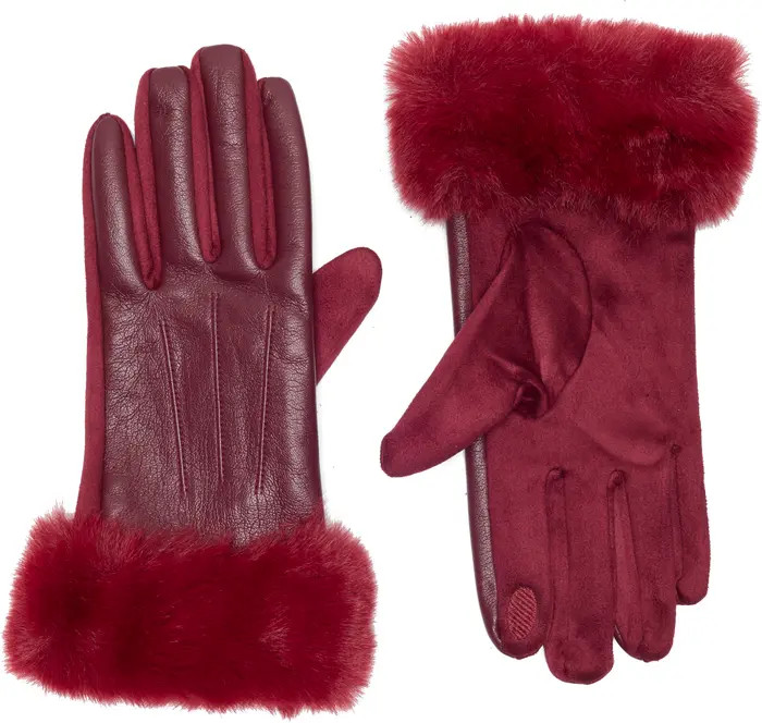 Vince Camuto Faux Fur Cuff Faux Leather Gloves | Nordstromrack | Nordstrom Rack
