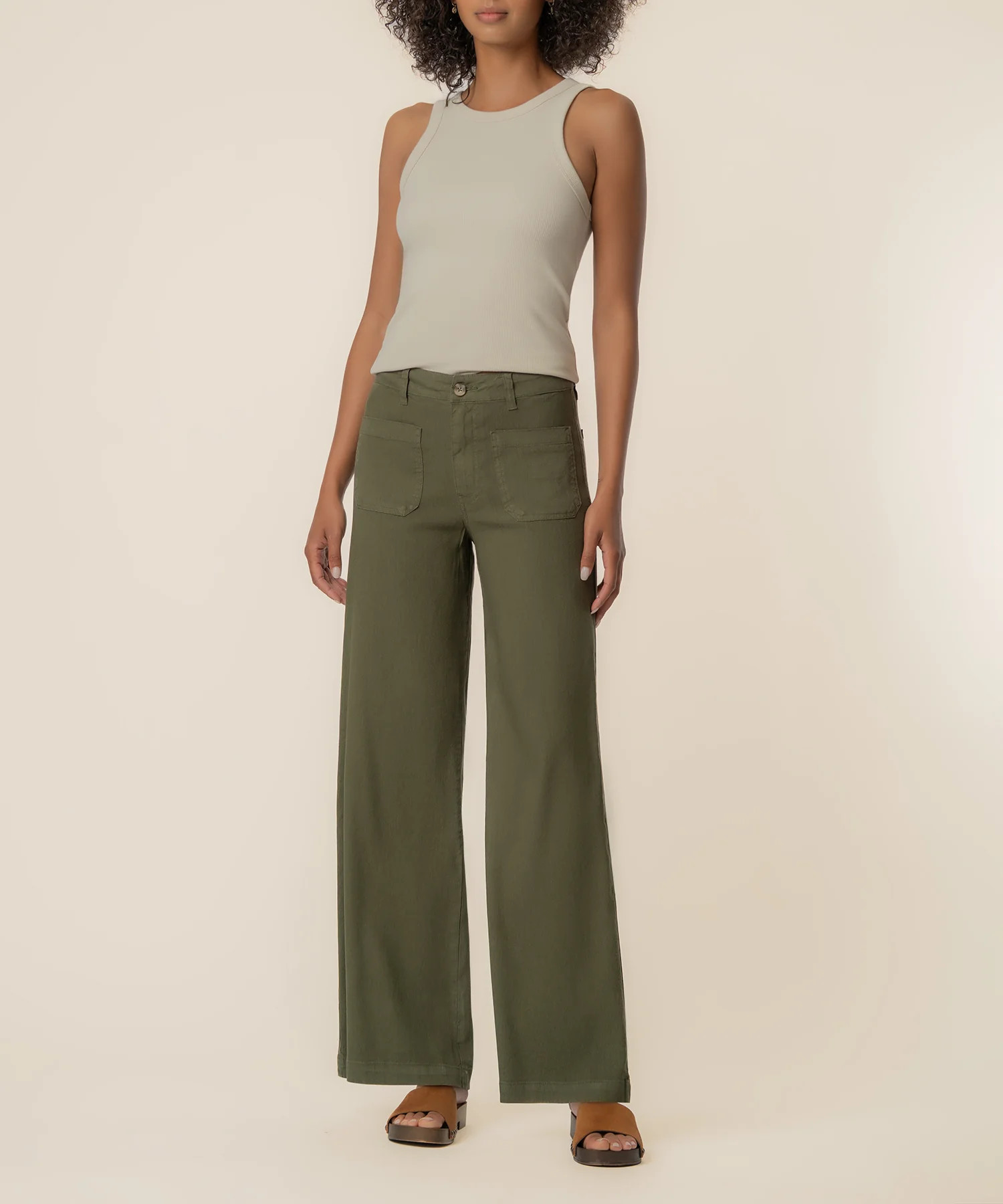 Meg Linen High Rise Wide Leg in Forest - Kut from the Kloth | Kut From Kloth