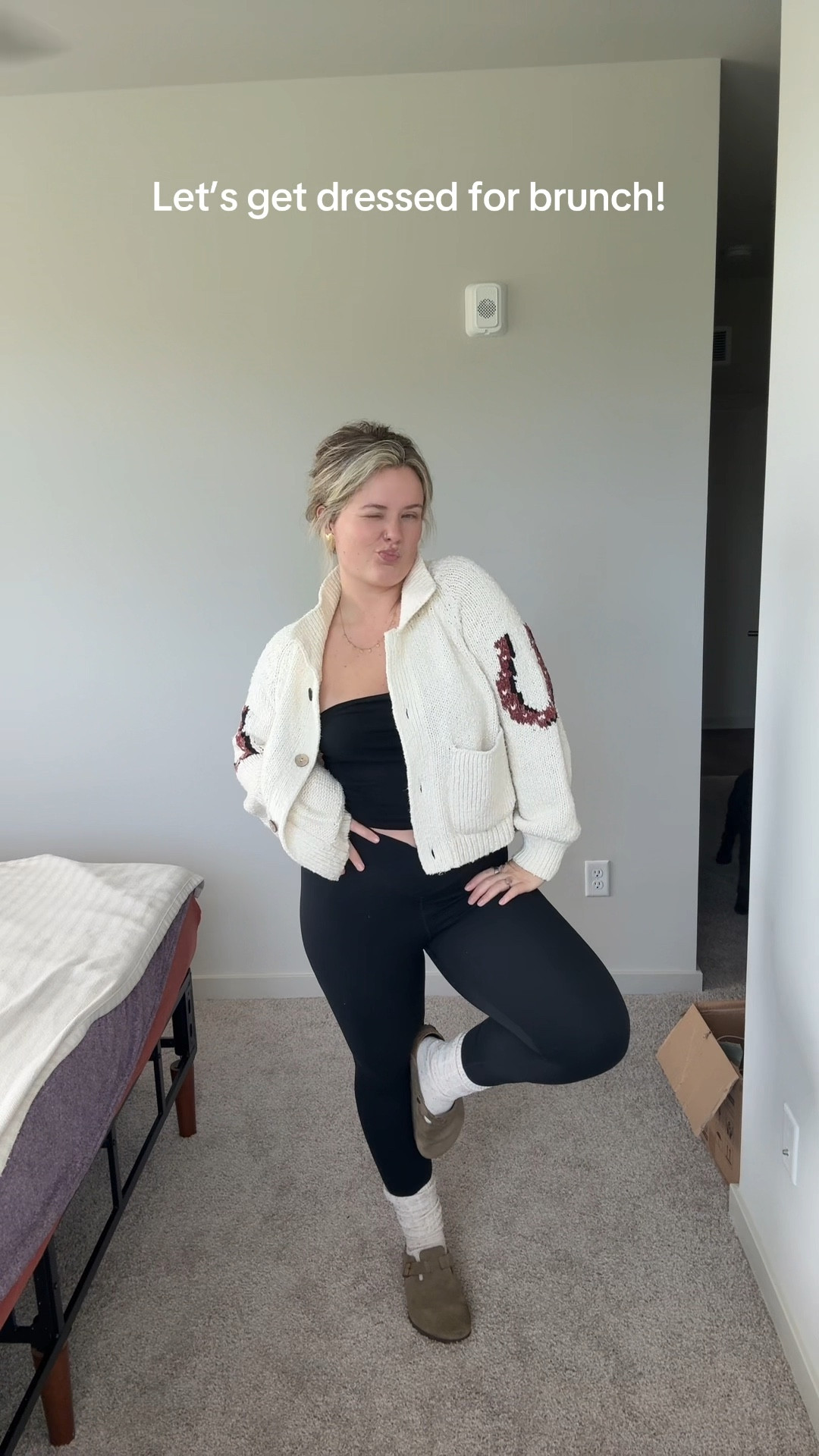 Oh it’s below 75 degrees? I’m busting out the horse cardigan & chunky sock combo tyvm🙂‍↕️ 
Sweater @Anthropologie 
Tube top & socks @target 
Leggings @CRZYOGA
Shoes @BIRKENSTOCK 
Necklace @Agapée 

#midsizeoutfits #falloutfits #midsizefashion #fallfashion #ootd 

#LTKMidsize #LTKFindsUnder50 #LTKSeasonal