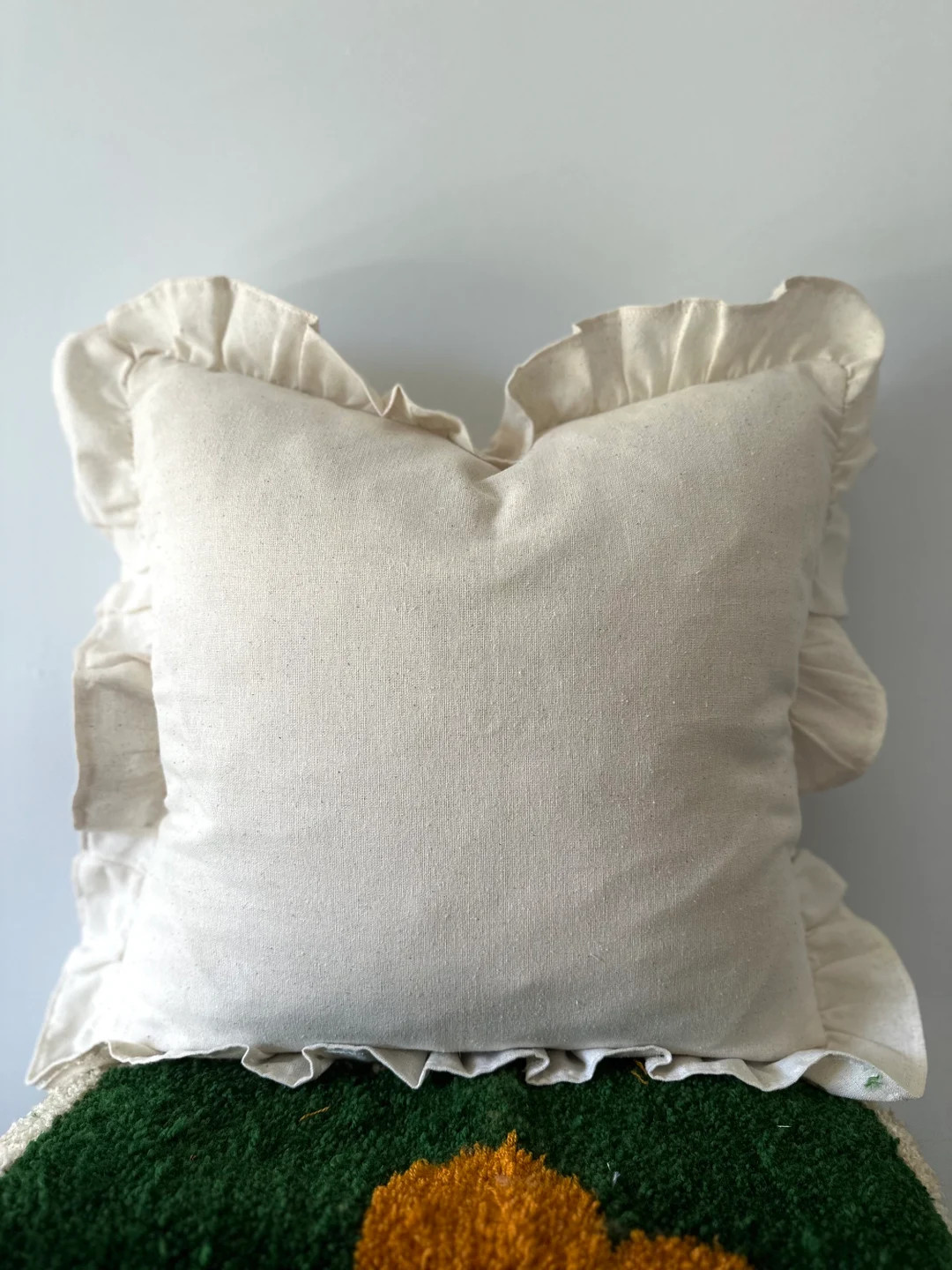 Natural Linen Pillow Cover With Ruffle - Soft Cotton Euro Sham - Cozy Decorative Cushion Cover fo... | Etsy (US)