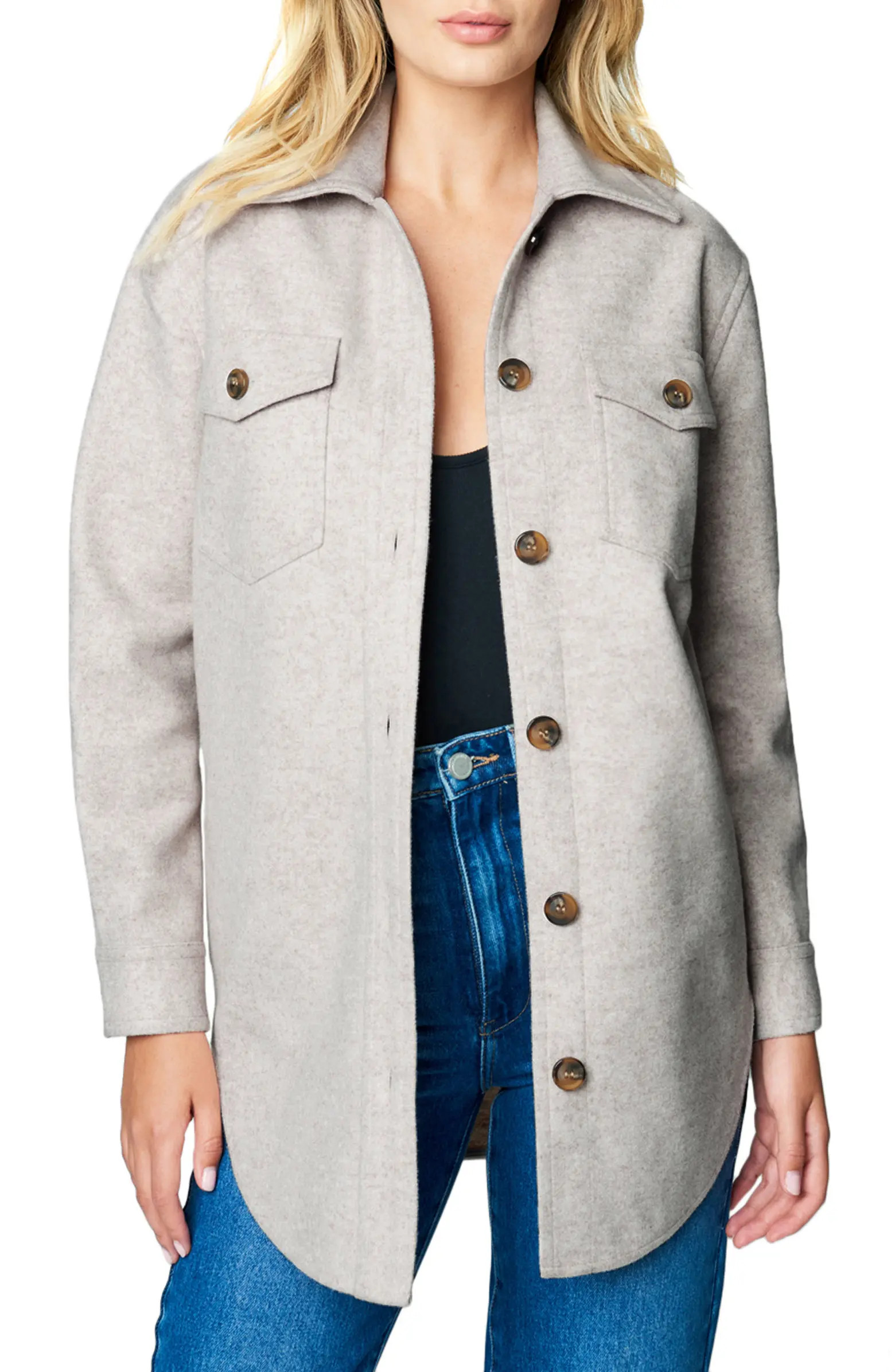 BLANKNYC Brushed Fleece Longline Shacket | Nordstrom | Nordstrom