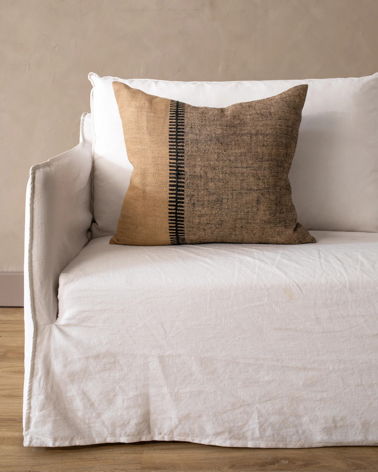 Khaki Stitched Pillow IV | The Vintage Rug Shop