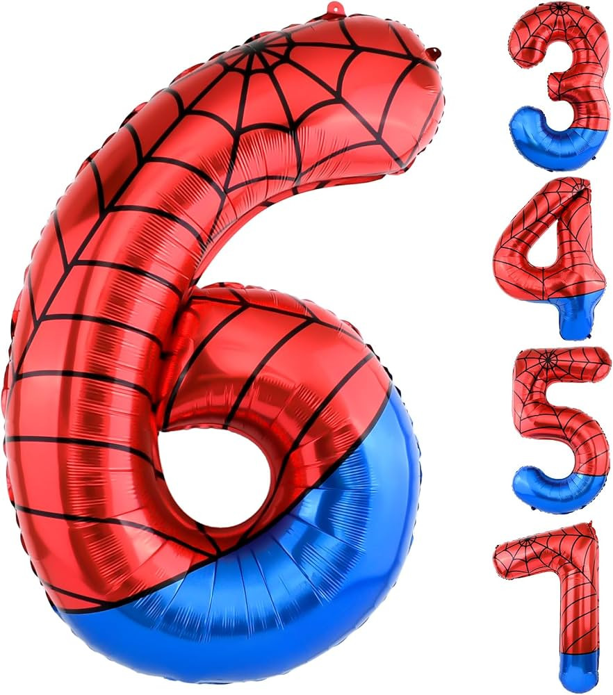 40 Inch Vibrant Spider-Themed Number Foil Balloons - Spider Balloons for Spider Birthday Decorati... | Amazon (US)