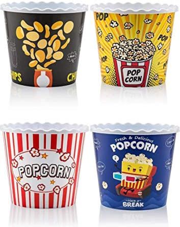 Modern Style Reusable Plastic Popcorn Containers / Popcorn Bowls Set for Movie Theater Night - Wa... | Amazon (US)