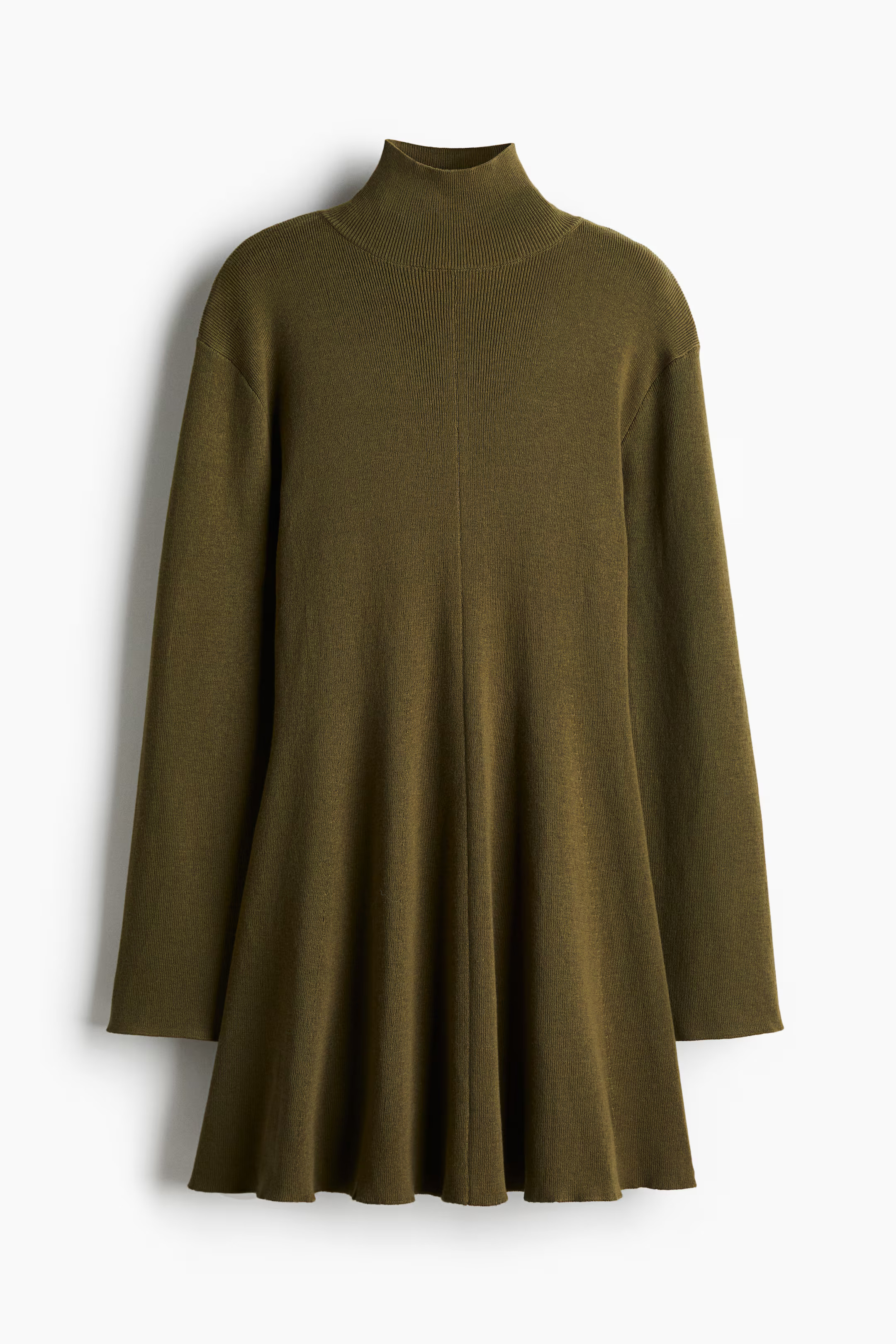 Fine-knit turtleneck dress - Dark khaki green - Ladies | H&M GB | H&M (UK, MY, IN, SG, PH, TW, HK)