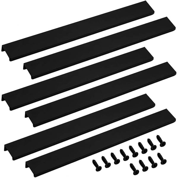 Yoohey 8PCS 300mm/11.8" Black Back Mount Finger Edge Pull Concealed Handle for Home Kitchen Cabinet  | Amazon (US)