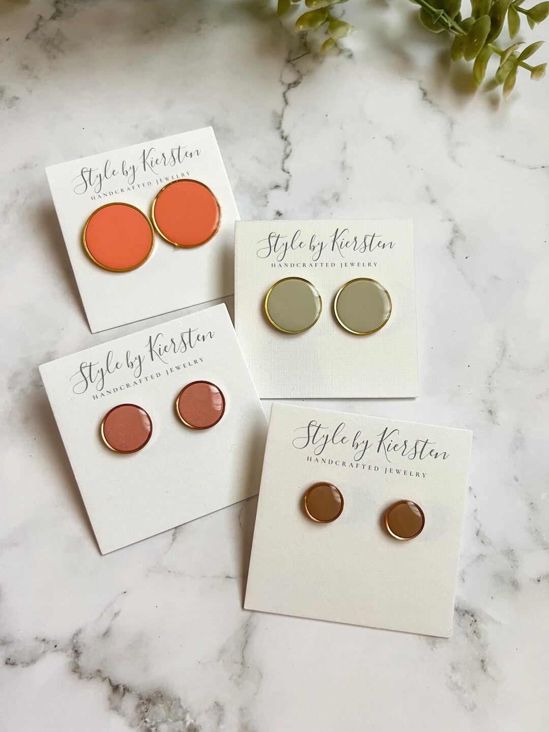 Circle Studs Autumn Colors Polymer Clay Studs - Etsy | Etsy (US)