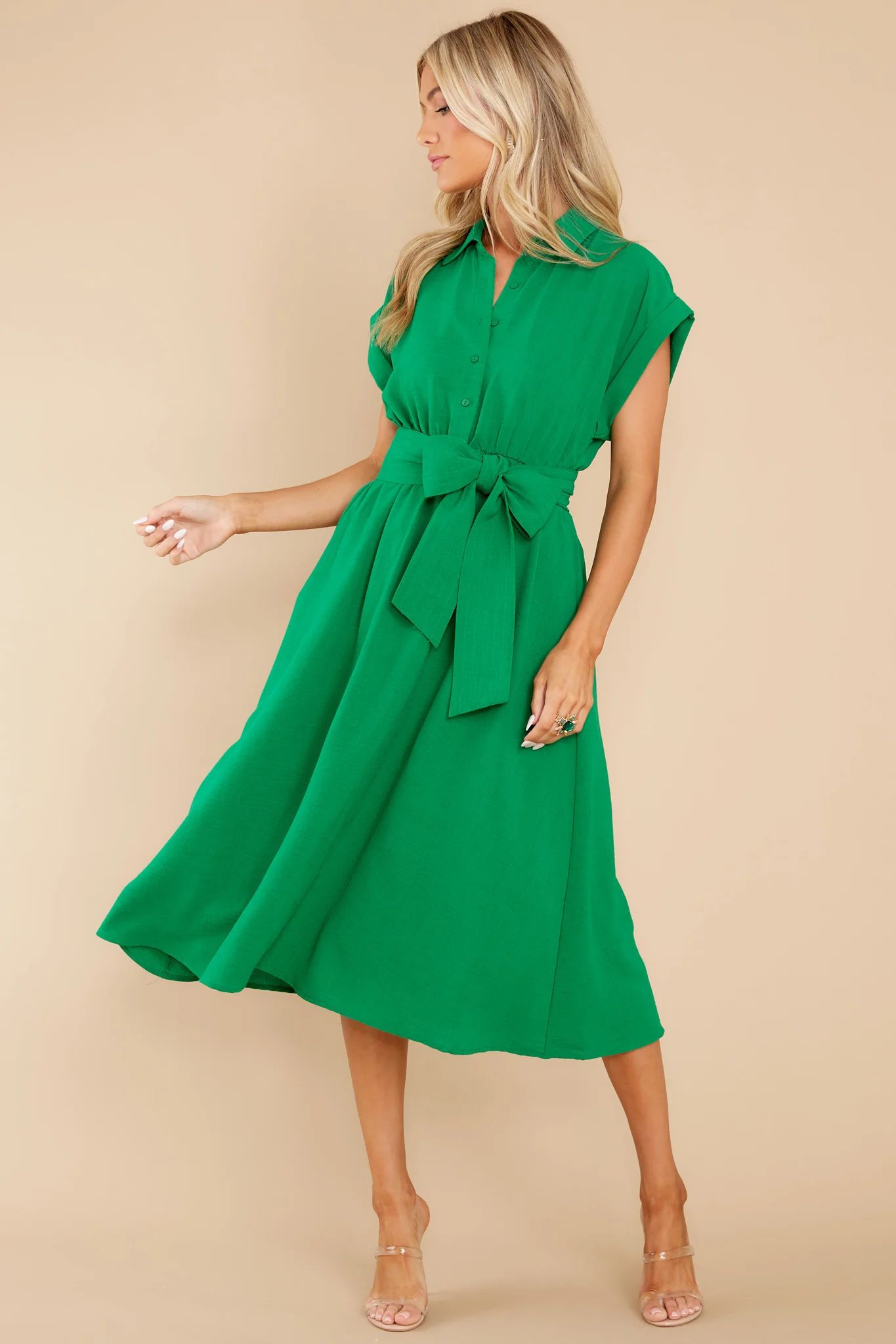 When You Arrive Green Midi Dress | Red Dress 