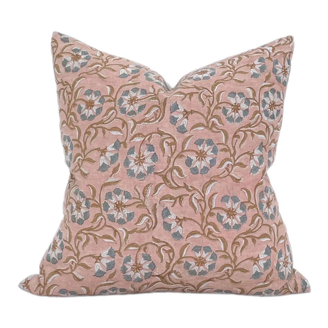 Designer Surana Natural Pillow Cover //  Pink Blush Blue Pillow Cover // Boutique Pillow Covers /... | Etsy (US)