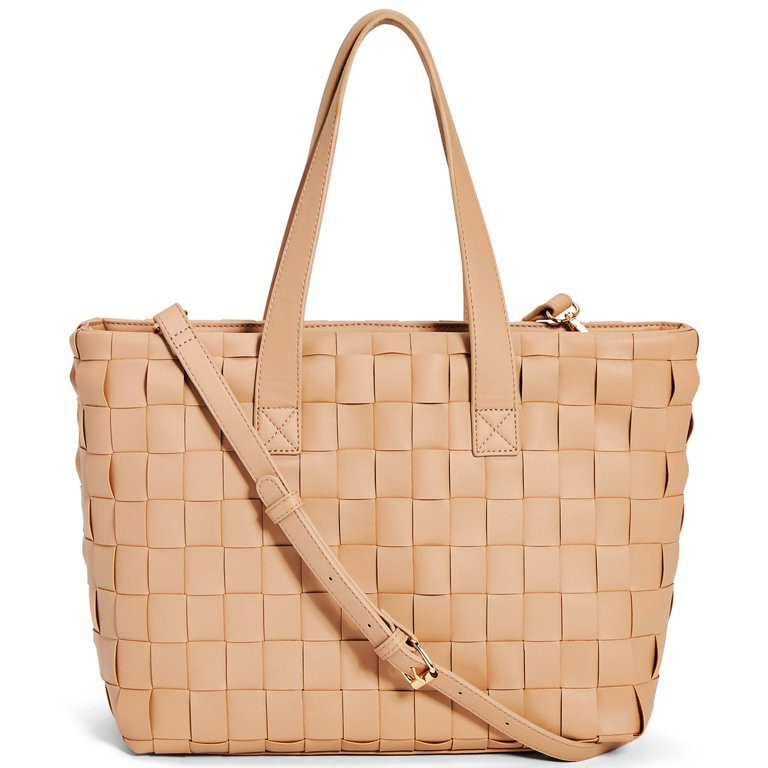 LIKE DREAMS Women's Large Vegan Leather Woven Quilted Top Handle Missy Fashion Tote Bag (Nude) | Walmart (US)