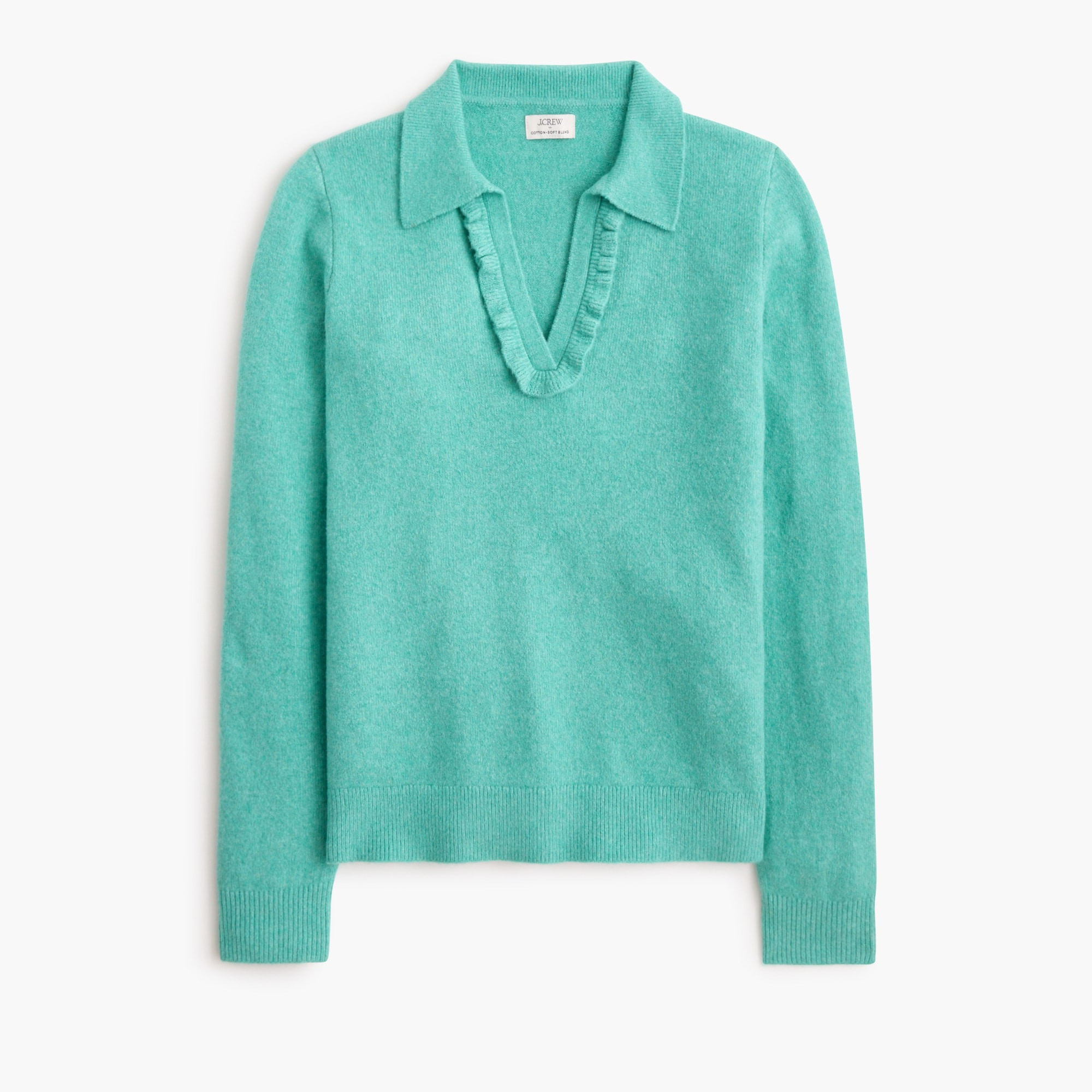 Ruffle sweater-polo in cotton-soft blend | J.Crew Factory