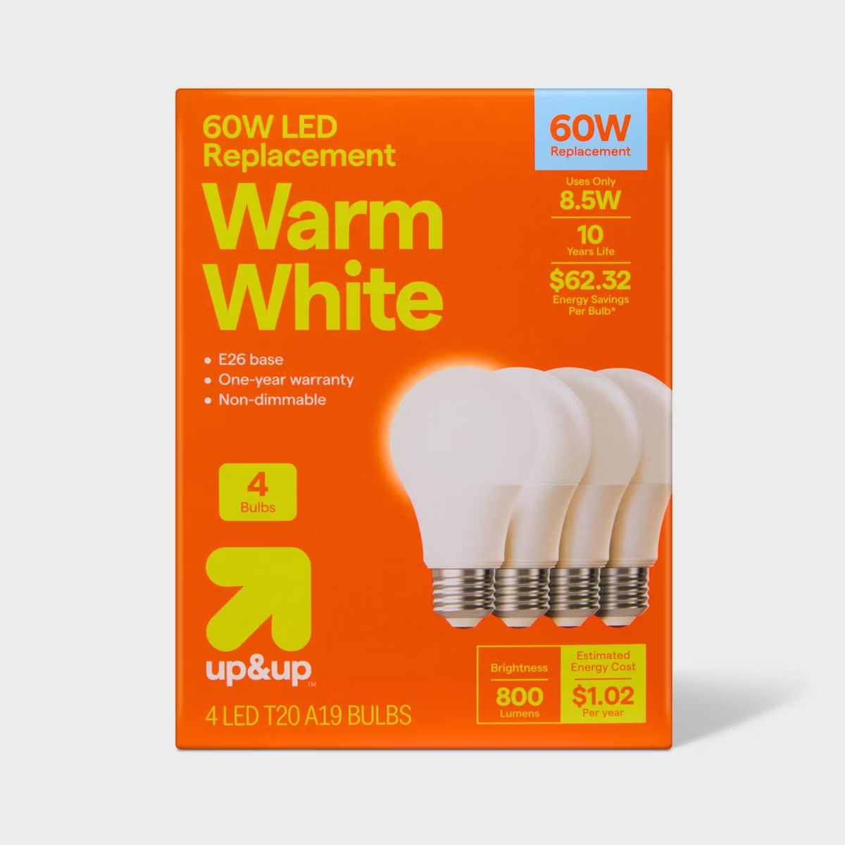 4pk 60W Plastic T20 Lightbulb Warm White - up&up\u2122 | Target