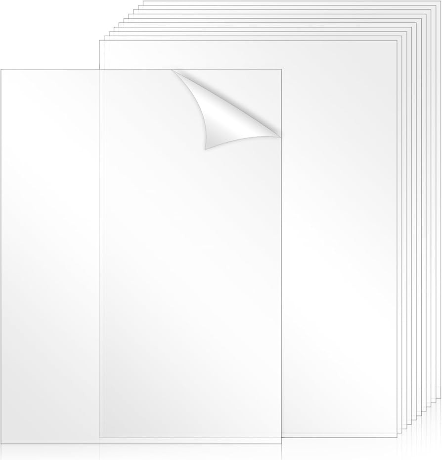 TKOnline 10 PCS Plexiglass Sheets, 8.5" x 11" x 0.02 Clear PET Sheet Panels, Clear Acrylic Plasti... | Amazon (US)