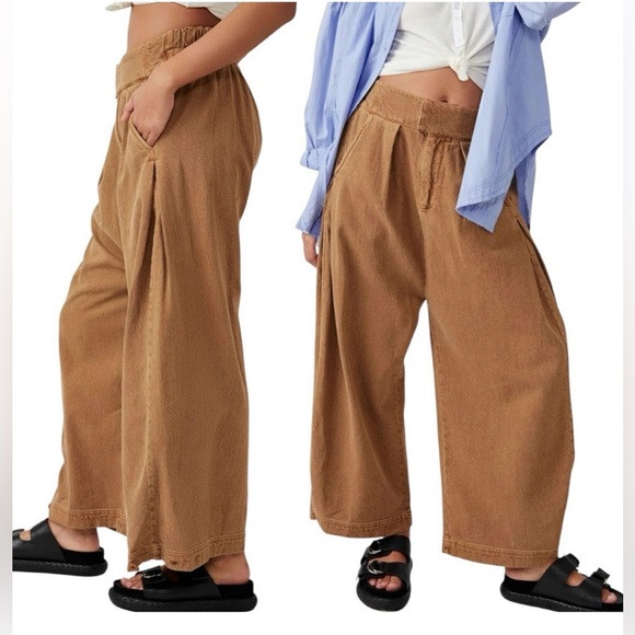 ✨PRISTINE✨ Free People Cool Harbor Wide-Leg Pants Cotton Pleated Boho Casual | Poshmark