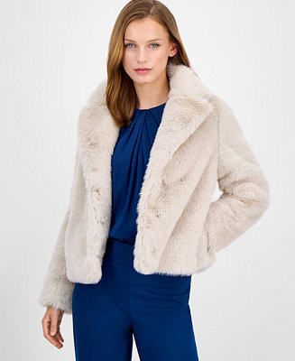 Women's Faux-Fur Long-Sleeve Cropped Jacket | Macy's