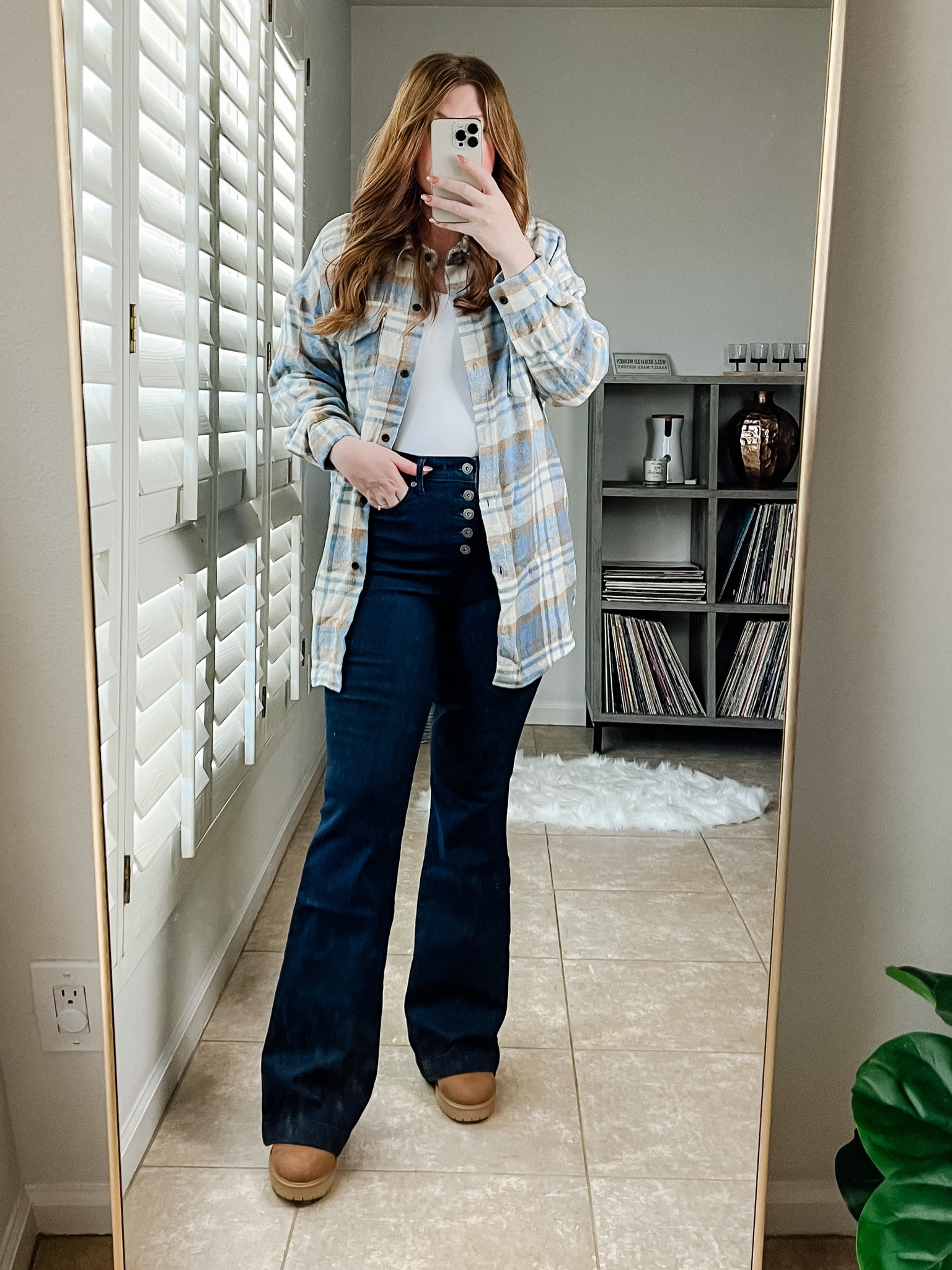 Fall outfit. Plaid shacket from amazon. Amazon shacket. Flare jeans. Fall boots. 

#LTKunder50 #LTKSeasonal #LTKstyletip