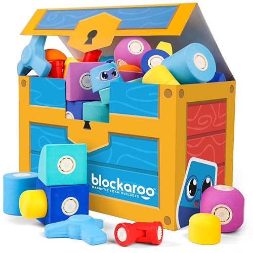 Blockaroo Magnetic Foam Bath Building Blocks - 50-Piece Trunk Set, Preschool Toys, Bathtub Toys, Sensory Toys, Engineering Toys for Kids 3-5 | Amazon (US)