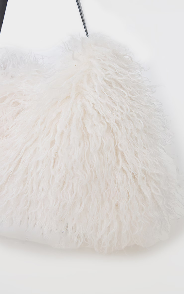 Cream Faux Fur Fluffy Shoulder Bag | PrettyLittleThing US