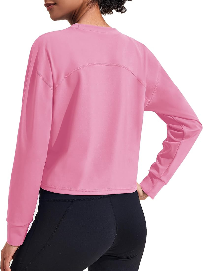Pinspark Women's Workout Crop Tops Long Sleeve Yoga Shirts Casual Athletic Running T-Shirts Gym T... | Amazon (US)