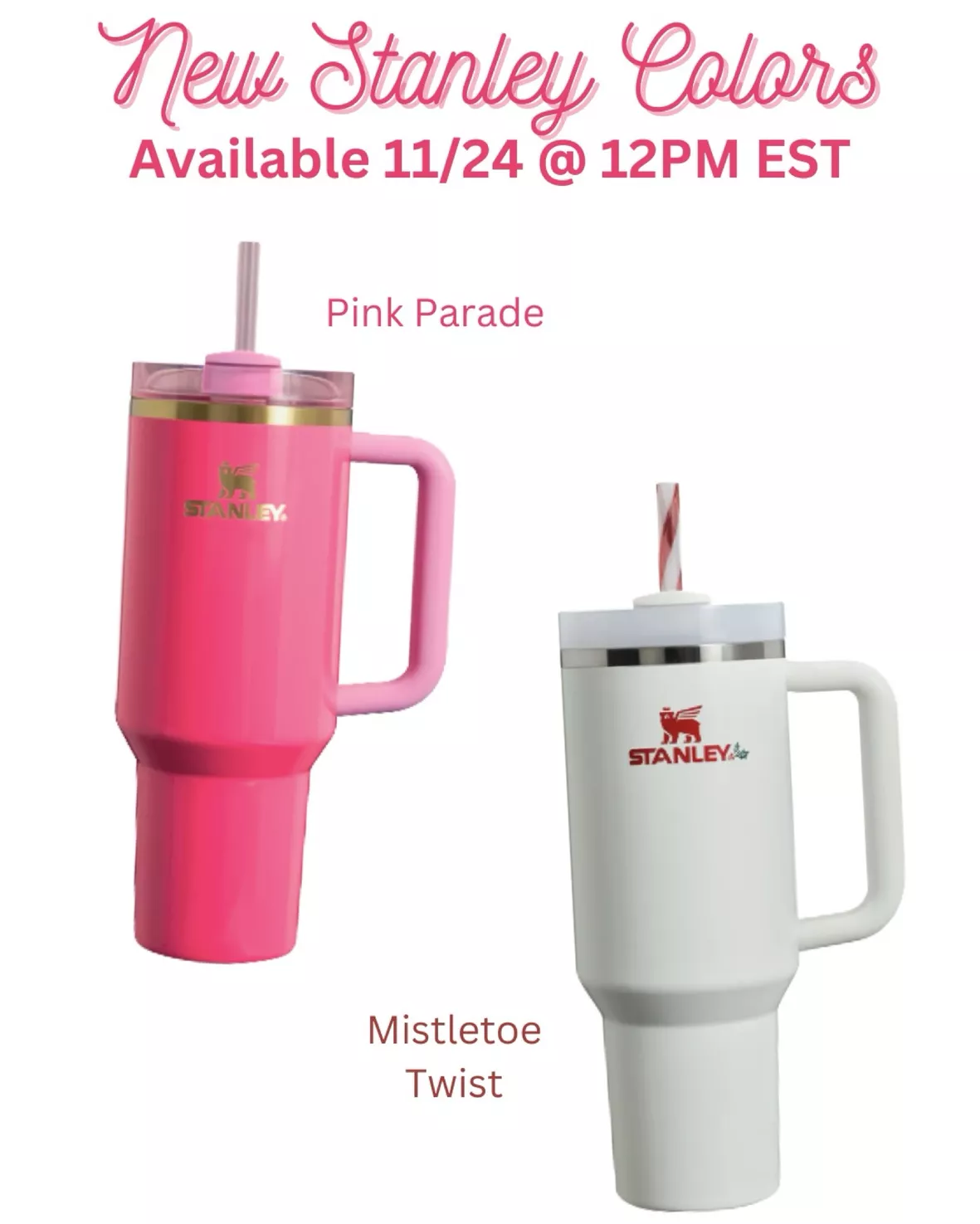 ✓ Stanley 40 oz Quencher Pink Parade & Mistletoe Twist Combo SHIPS NOW ✓