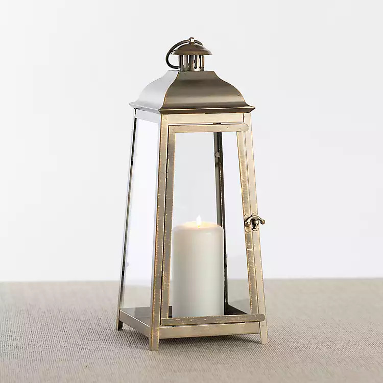 Brushed Gold Ecru Lantern, 16 in. | Kirkland's Home