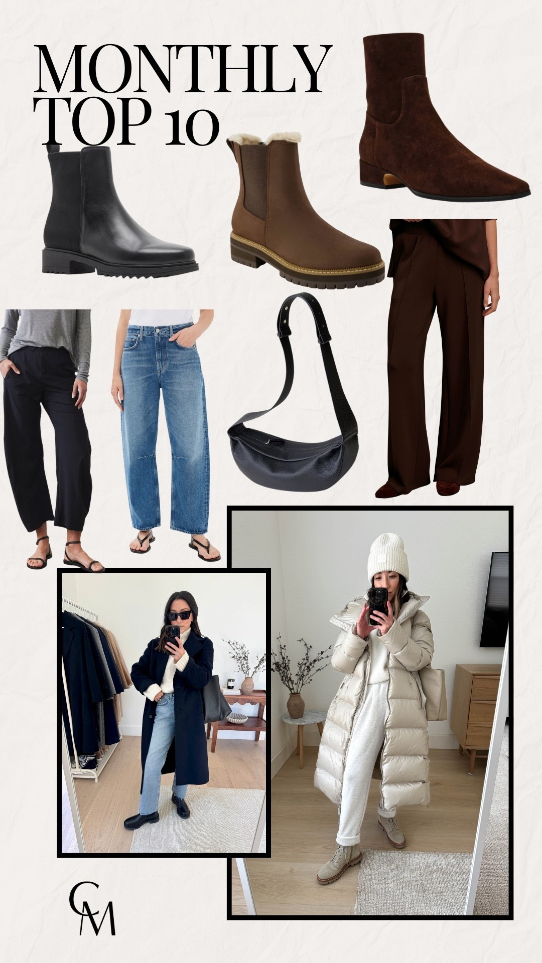 Monthly bestsellers. Top sellers in January. Many on sale! 

Weekly top 5. Weekly bestsellers. 

Varley Payton Puffer- runs roomy. I have the xxs
Varley cresta beanie- one size 
Varley wide leg pants- TTS. I have the xs.
Amazon sling bag- comes in more colors. 
Citizens of Humanity Miro Jeans- run big. I sized down to a 24 & cut hems. 
Steve Madden Dusty boots- TTS
Ruti on the loose pants- sized up to a petite 4 for the rise.
Toms Bennet boot- TTS. I have the 5.5
Reformation Katerina boots- TTS. I have the 5.5 
Blondo Cammie boots- TTS. I have the 5.5

Petite style, winter style, jeans 

#LTKSeasonal #LTKmomlife #LTKPetite