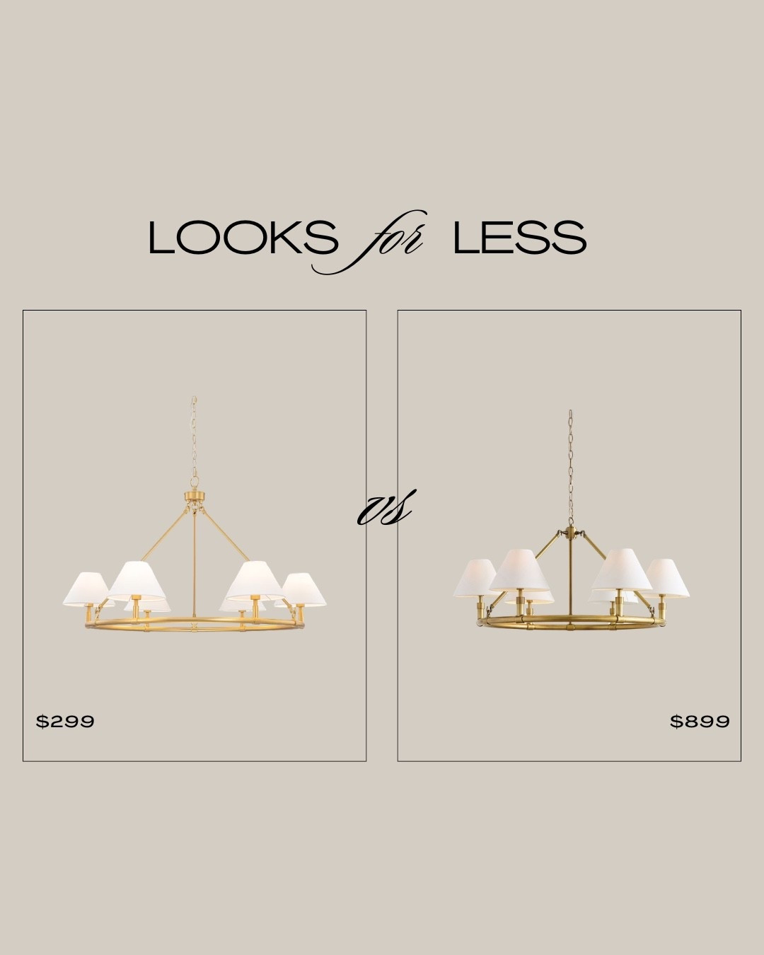 ✨ Designer taste. Smart budget.

This week's Looks for Less proves you don't need a five-figure lighting allowance to make a statement. We found a chandelier that delivers the same elevated, designer-inspired look for a fraction of the price, because great design is about knowing where to splurge and where to save.

The best spaces aren't built on bigger budgets. They're built on better decisions.

Would you splurge or save on lighting? Tell us below. 👇

Save this for your next renovation, refresh, or dream-home mood board. ✨

#CovelleAndCo #LooksForLess #InteriorDesignTips #LuxuryForLess #HomeDesignInspiration

#LTKSeasonal #LTKSaleAlert #LTKHome