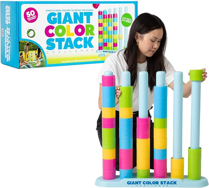 Giant Color Stack Challenge by Relatable – Strategy Stacking Game with 50 Puzzles, Backyard & L... | Amazon (US)