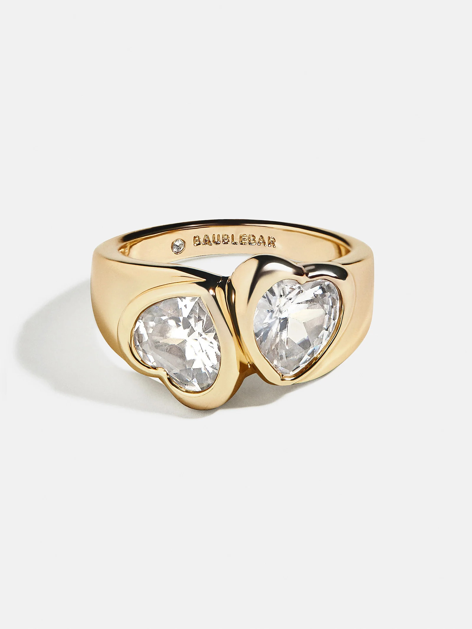 Two of Hearts Gold Ring - Gold/Pavé | BaubleBar