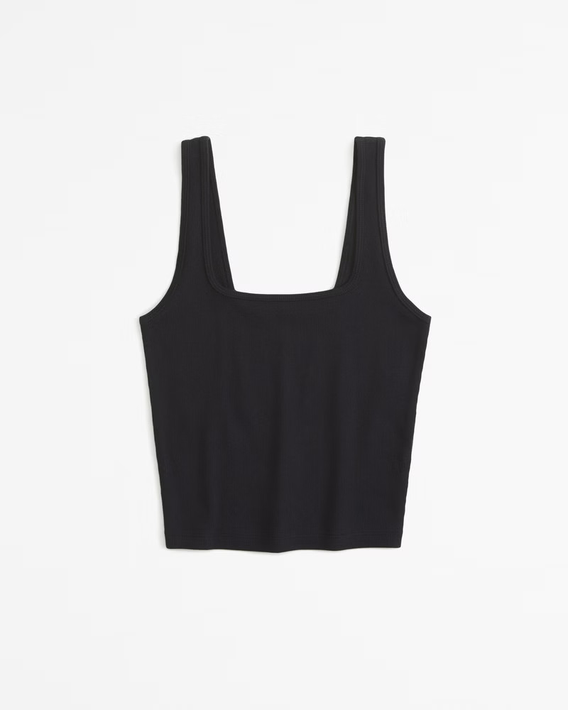 Women's Essential Cropped Squareneck Rib Tank | Women's Tops | Abercrombie.com | Abercrombie & Fitch (US)