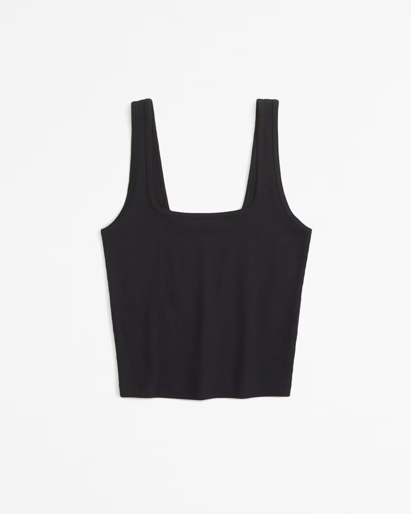 Women's Essential Cropped Squareneck Rib Tank | Women's New Arrivals | Abercrombie.com | Abercrombie & Fitch (US)