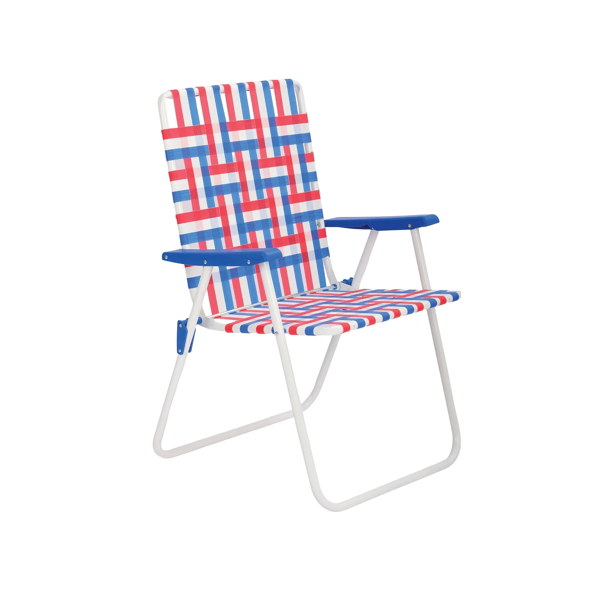 Mainstays Red, White, and Blue High Back Steel Frame Folding Web Chair - Walmart.com | Walmart (US)