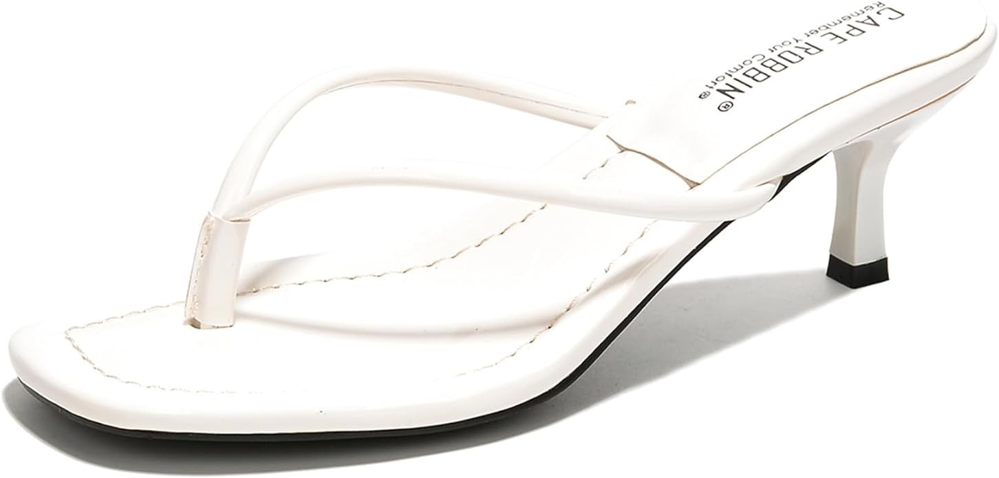 Cape Robbin Tilly Women's Kitten Heel Thong Sandals, Slip On 1.5 inch Heeled Sandals for Women | Amazon (US)