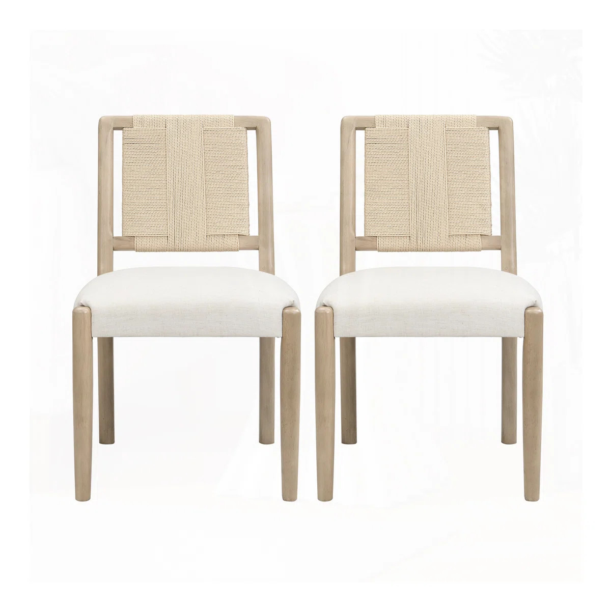 Upholstered Dining Chairs With Woven Rope Backrest (Set of 2) | Wayfair North America