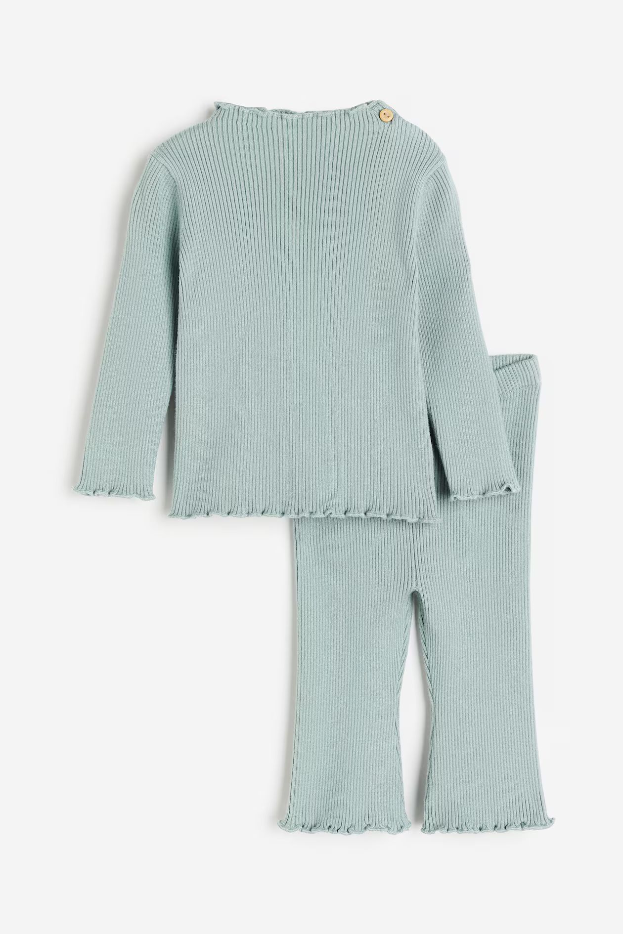 2-teiliges Set in Rippstrick - Matttürkis - Kids | H&M AT | H&M (DE, AT, CH, DK, NL, NO, FI)