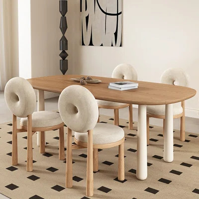 Modern Creamy Style Solid Wood Dining Table Set | Wayfair North America