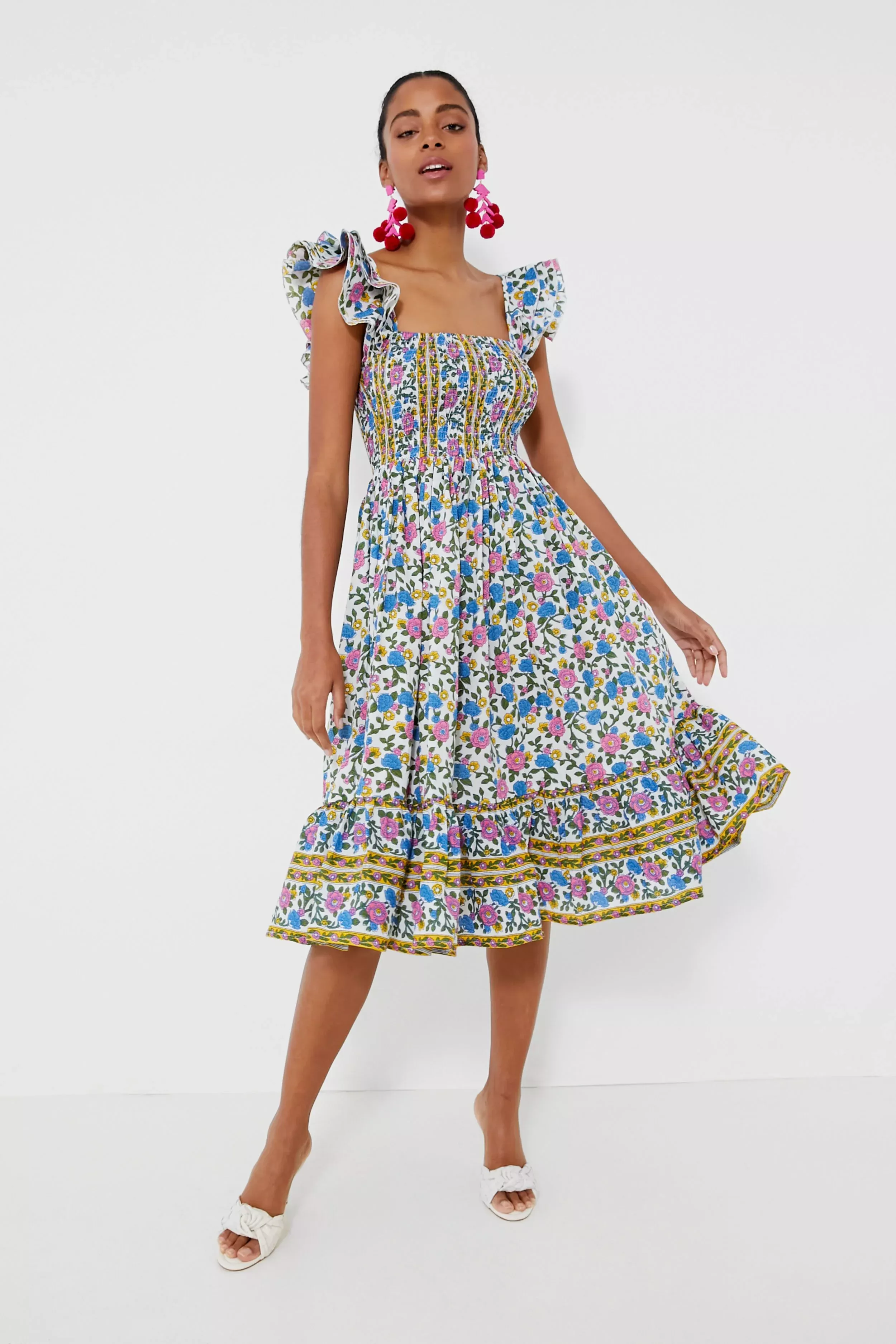 Majolica-print cotton midi dress curated on LTK