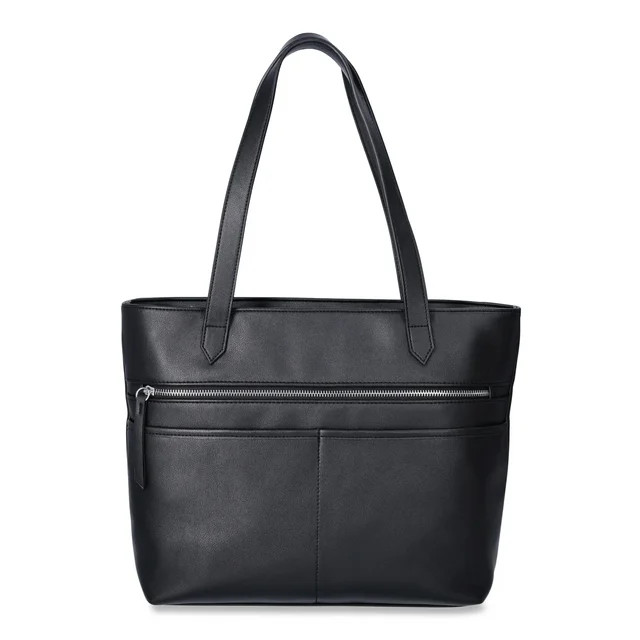 Time and Tru Women's Vale Tote Handbag, Black | Walmart (US)