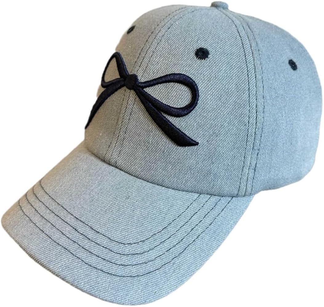 Color Blocking Design Fashionable Y2k Women's Bow Embroidered Baseball Hat Soft Cotton Cowboy Sun... | Amazon (US)