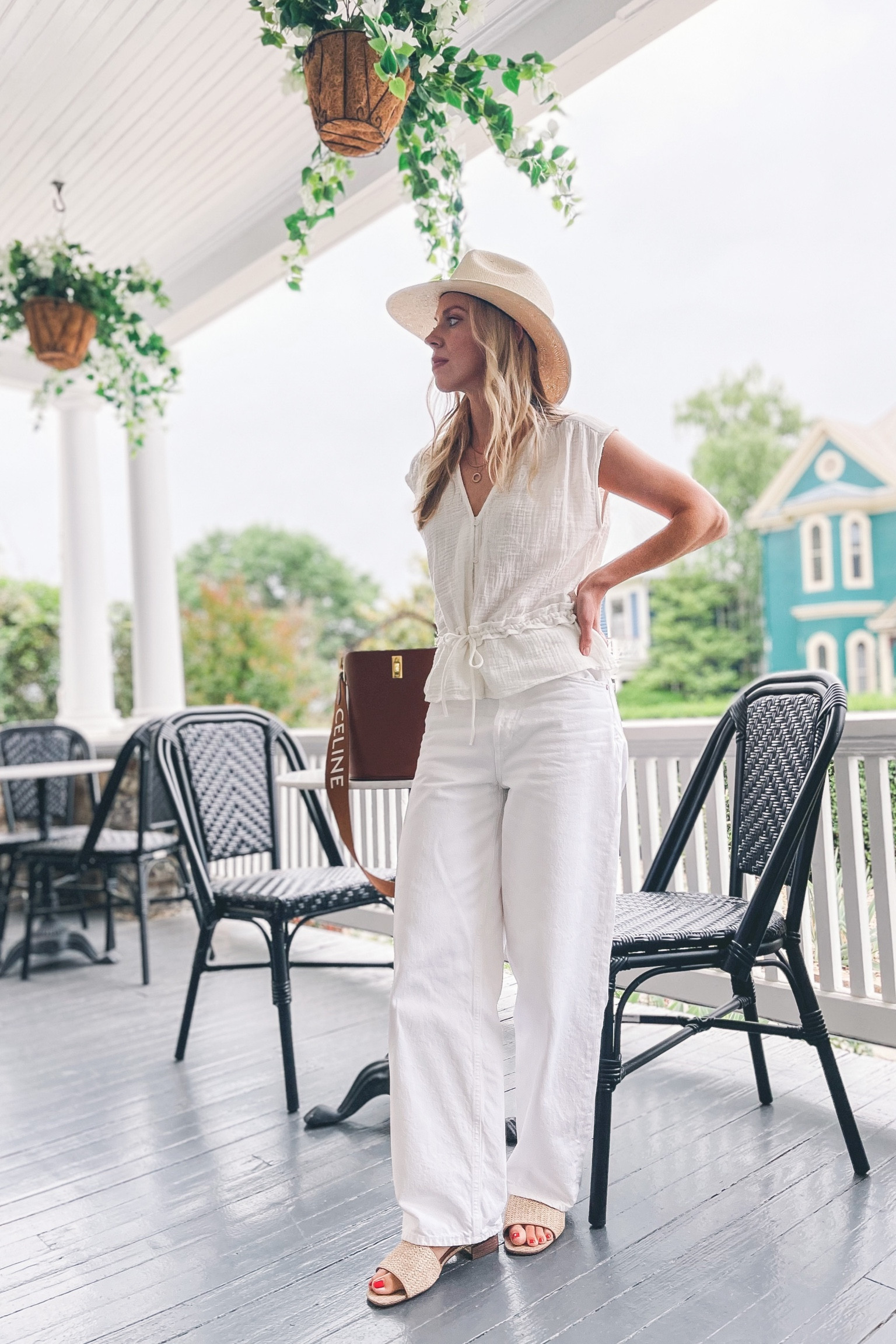 All white summer outfit, baggy jeans, white denim, straw hat, neutral summer travel outfit 

#LTKunder50 #LTKstyletip #LTKtravel