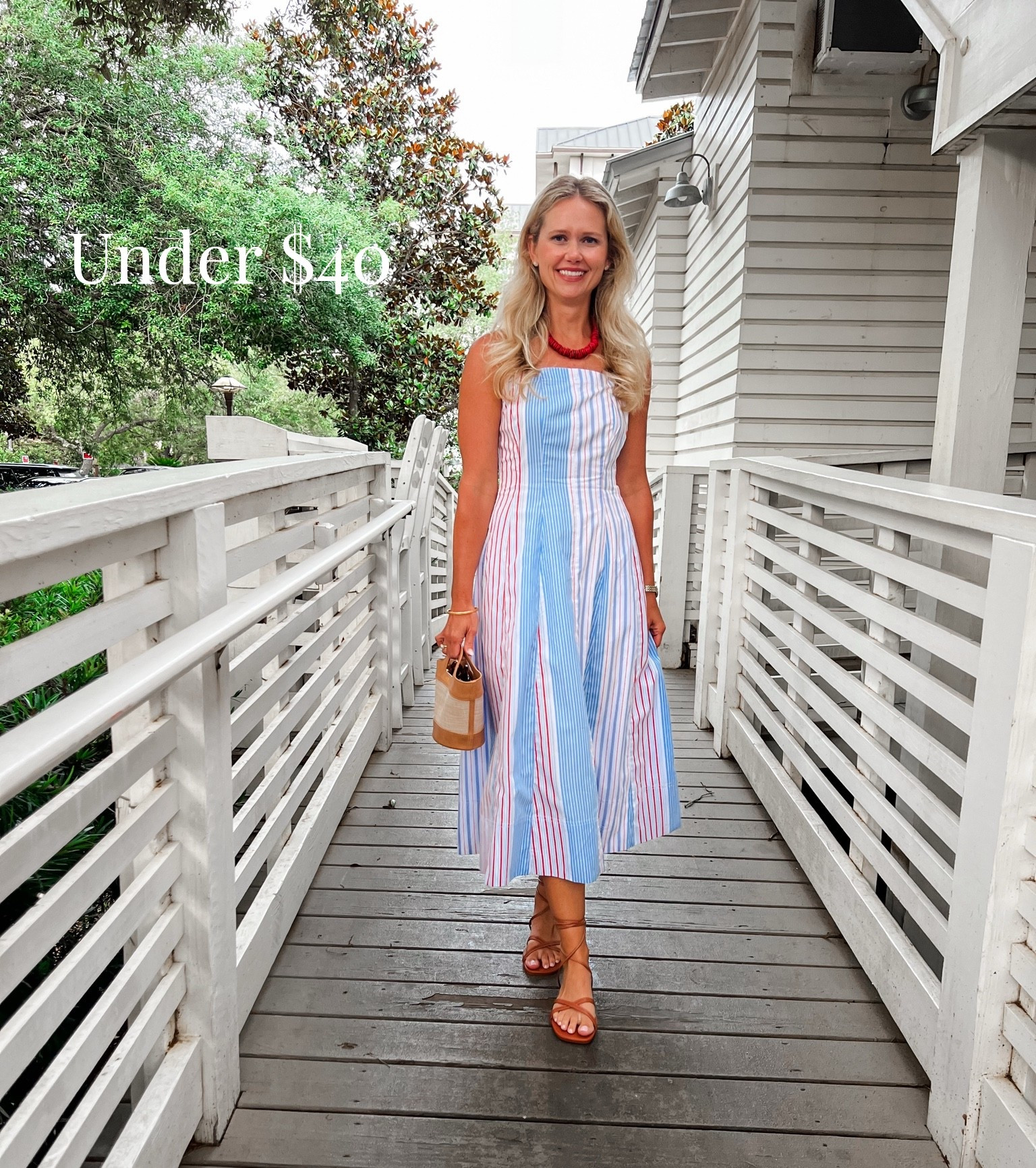 Cotton dress summer dress red white & blue looks dress finds under $40

#LTKootd