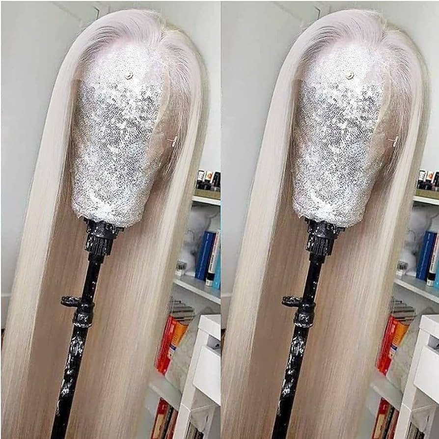 Missyvan White Hair Color Lace Front Wig Long Straight Hair Wigs Platinum Blonde Heat Resistant F... | Amazon (US)
