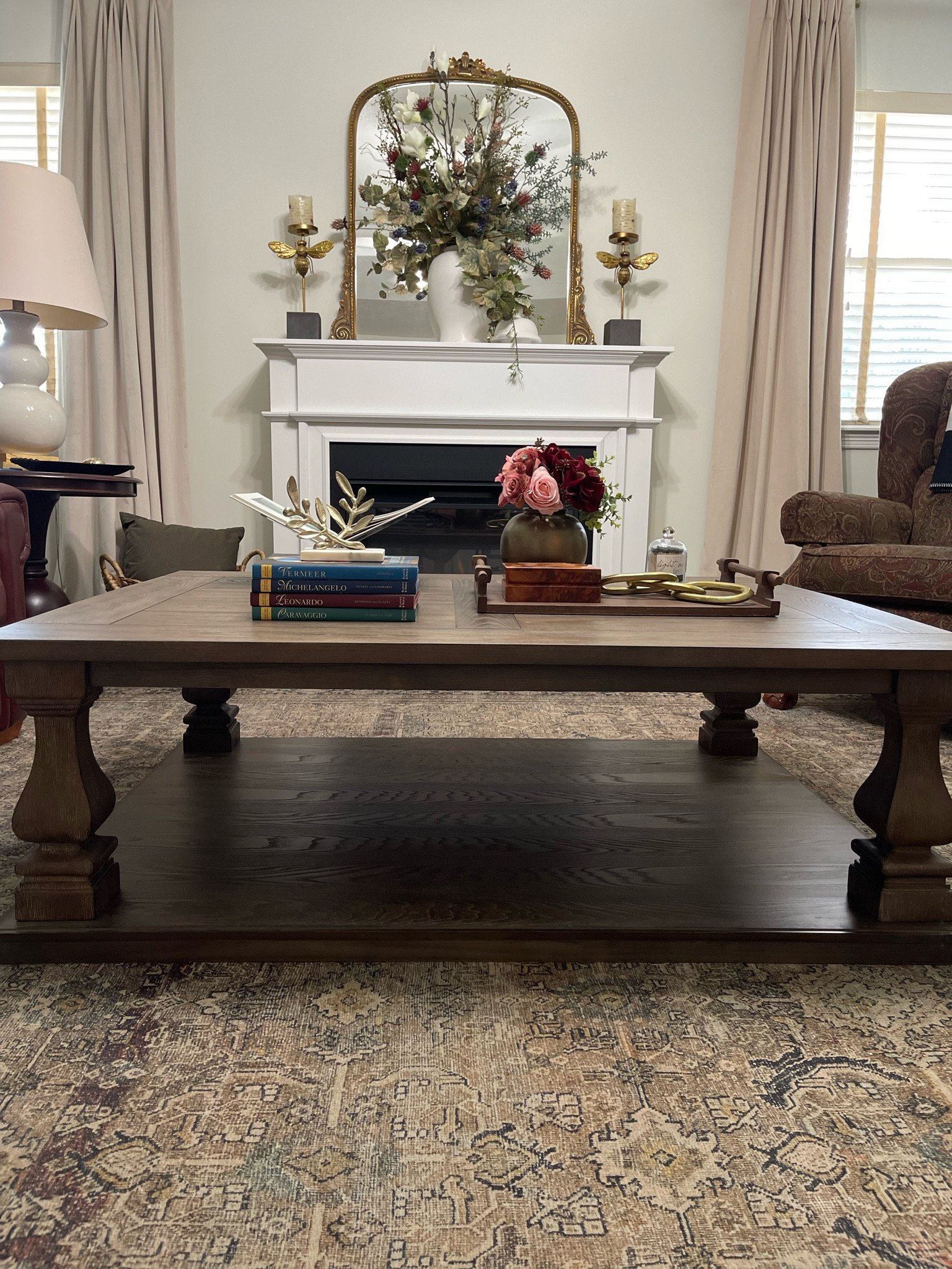 Living room decor, coffee table, home decor, look for less, Loloi rug, coffee table styling, smash key furniture 

#LTKhome